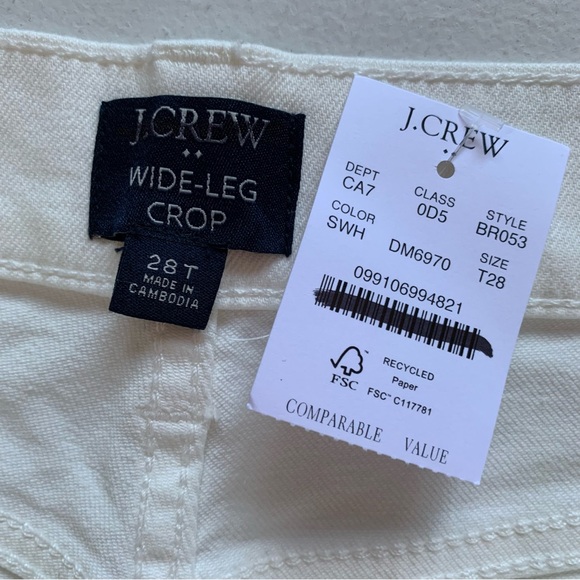 J Crew Factory Tall White Wide-Leg Cropped Jean in All Day Stretch Size 28T NWT - Picture 11 of 17